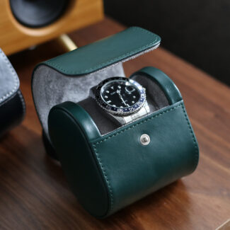 green leather watch case