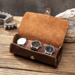 brown watch travel case