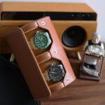 brown watch travel case