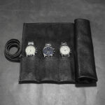 black leather watch roll