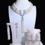 White Pearl Necklace Earring Set