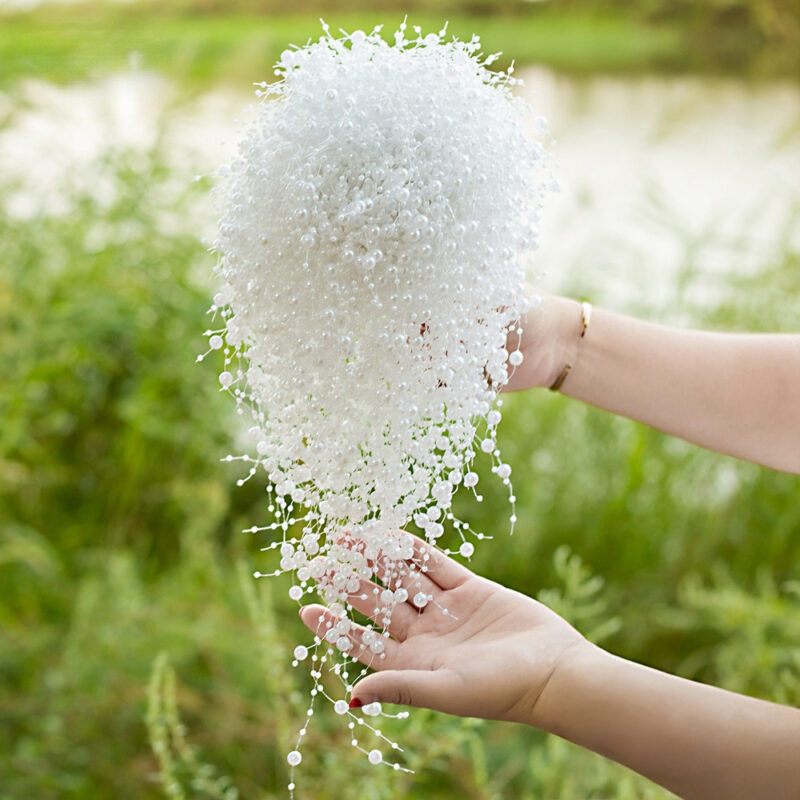 white cascading bridal bouquet