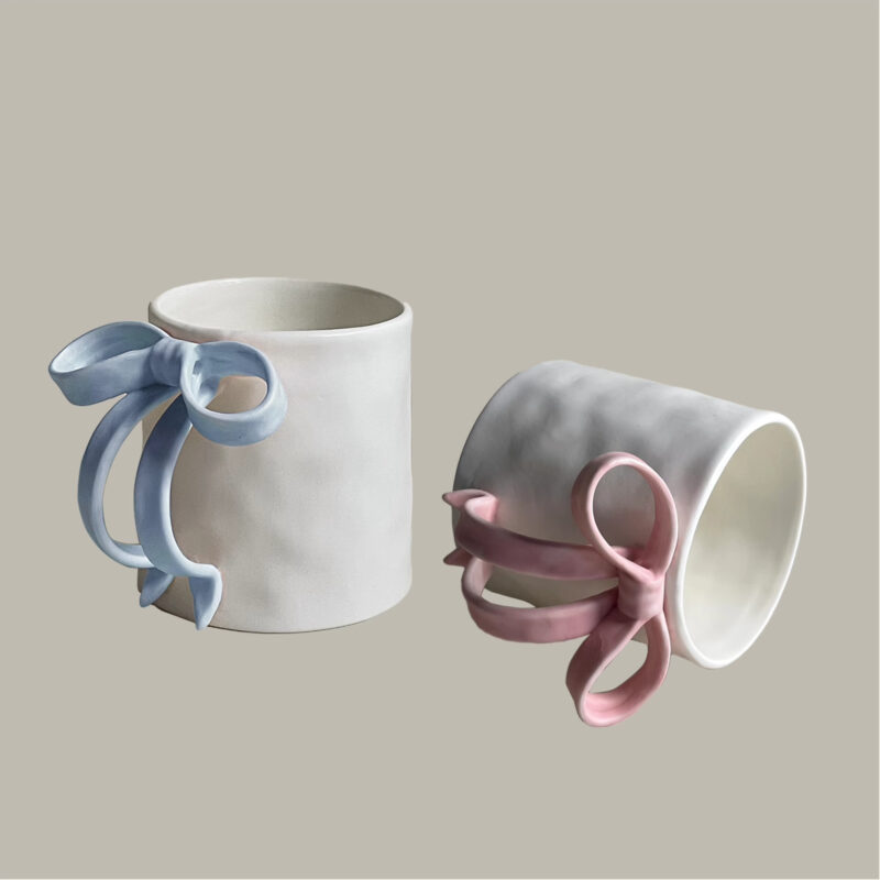 blue and pink bow mug